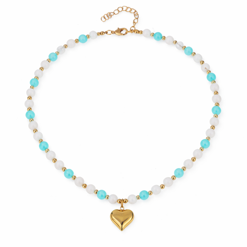 Beaded Heart Pendant Necklace