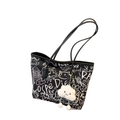 Graphic Print Tote Bag with Charm