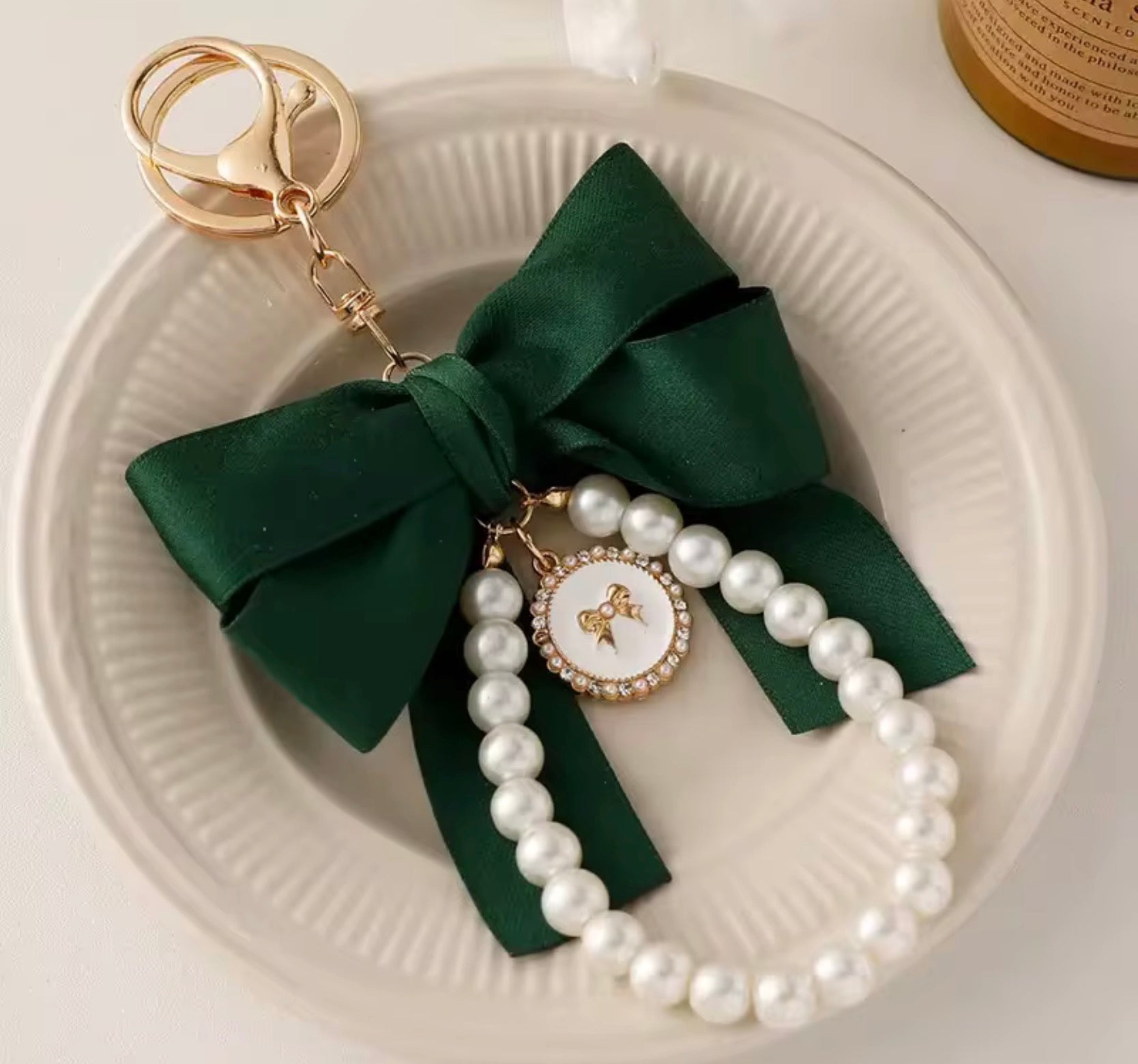 Pearl Bow Keychain & Phone Lanyard Bracelet