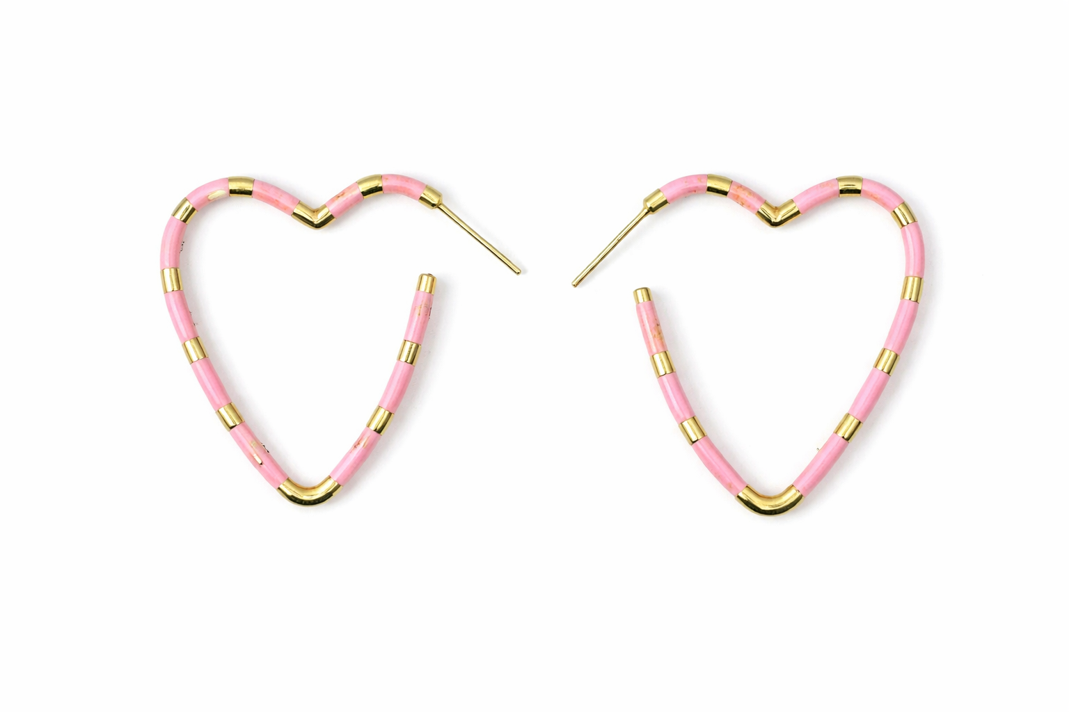 Pink & Gold Heart Hoop Earrings