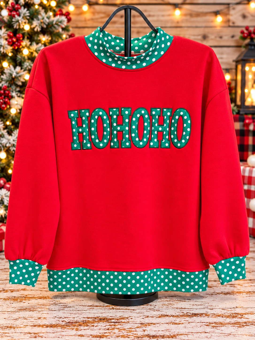 Ho Ho Ho Polka Dot Christmas Pullover