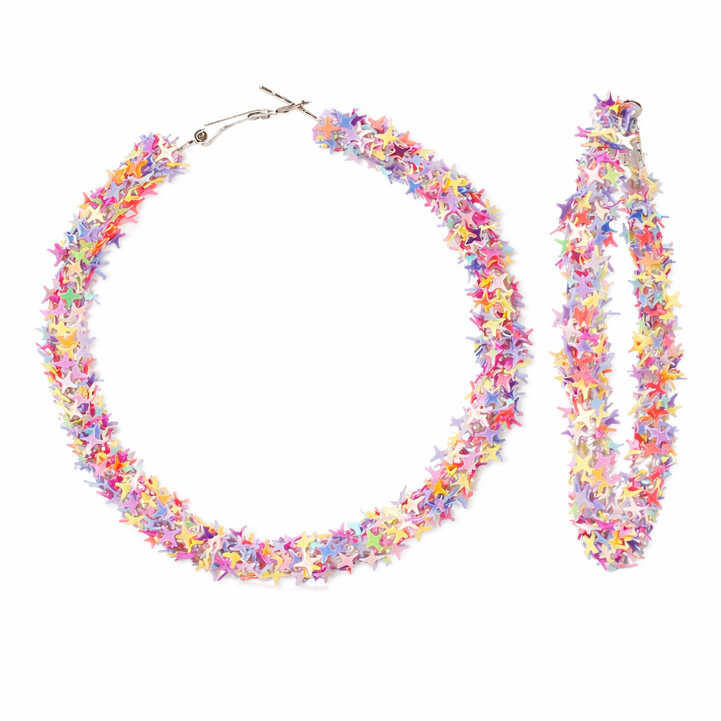 Colorful Sequin Hoop Statement Earrings
