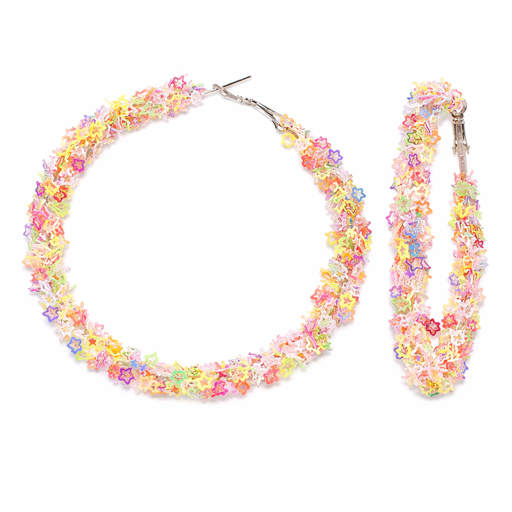 Colorful Sequin Hoop Statement Earrings