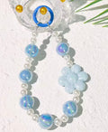 Iridescent Flower Beaded Wristlet Keychain