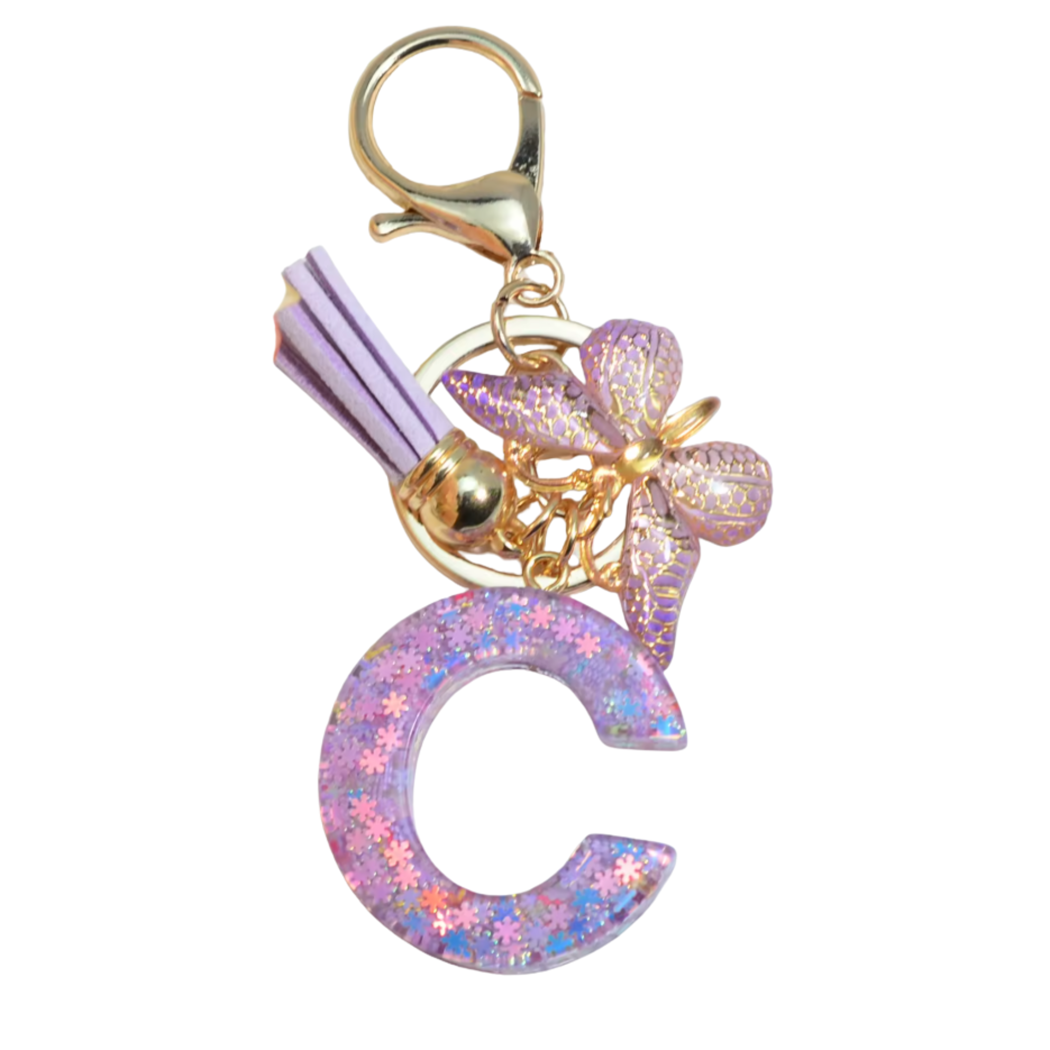 Purple Glitter Initial Keychain/Charm
