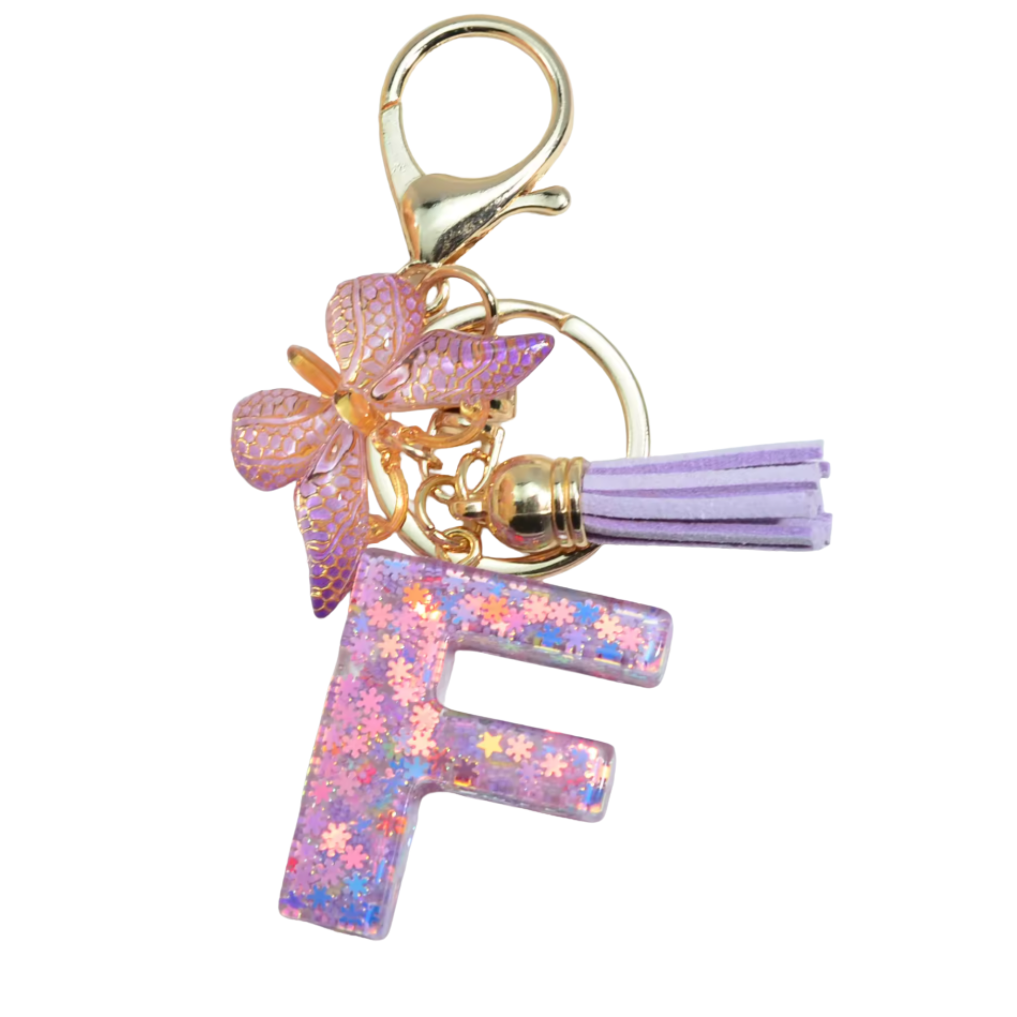 Purple Glitter Initial Keychain/Charm