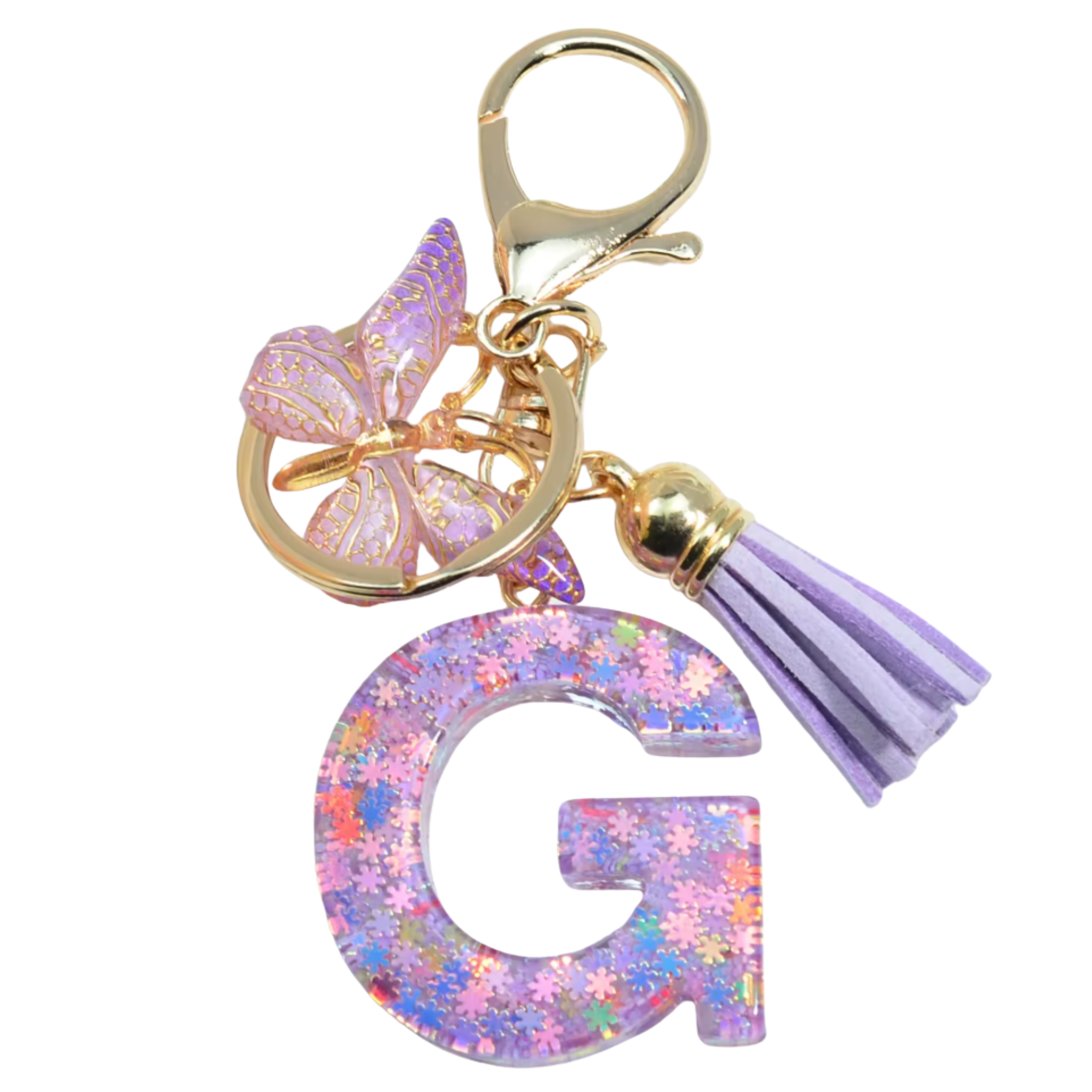 Purple Glitter Initial Keychain/Charm