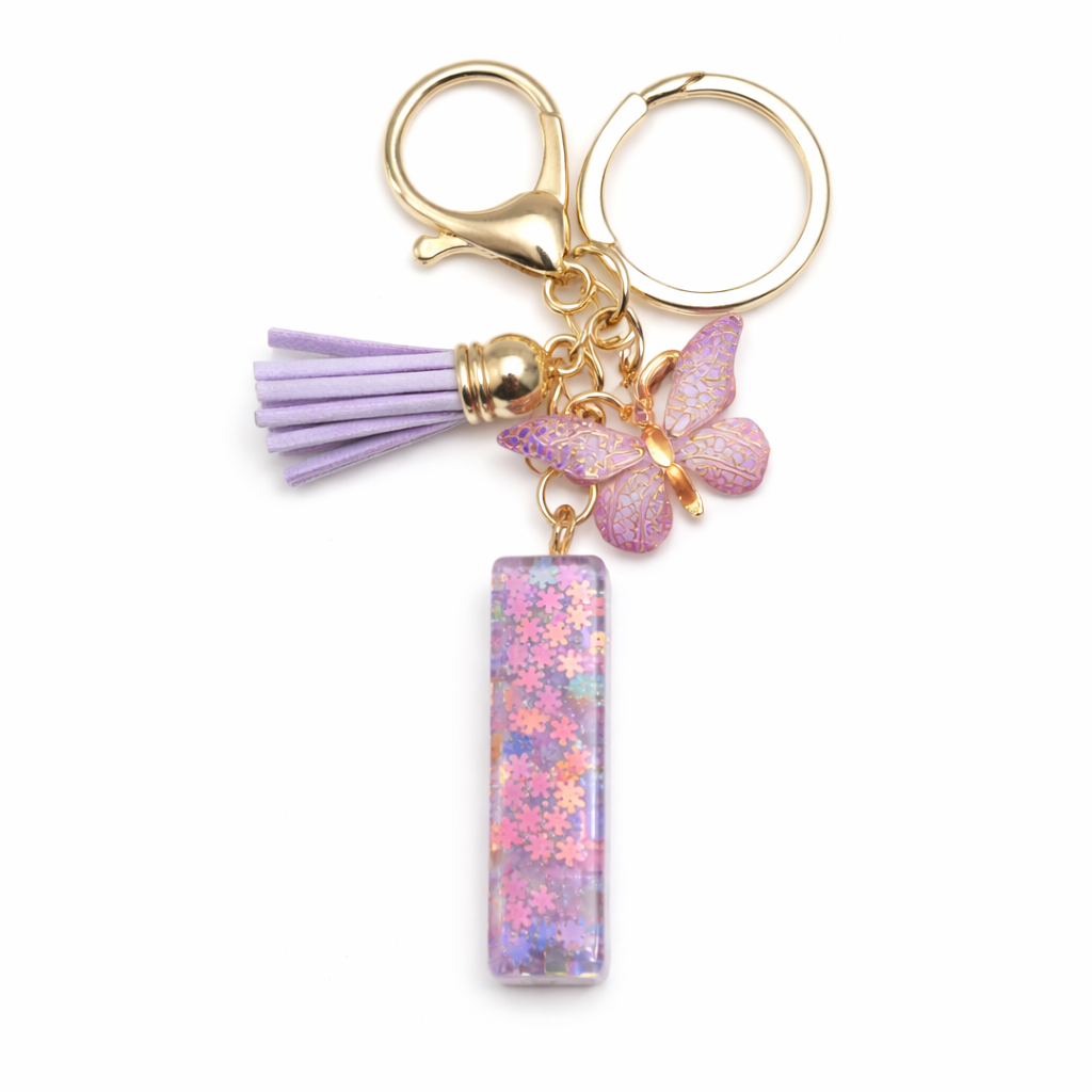Purple Glitter Initial Keychain/Charm