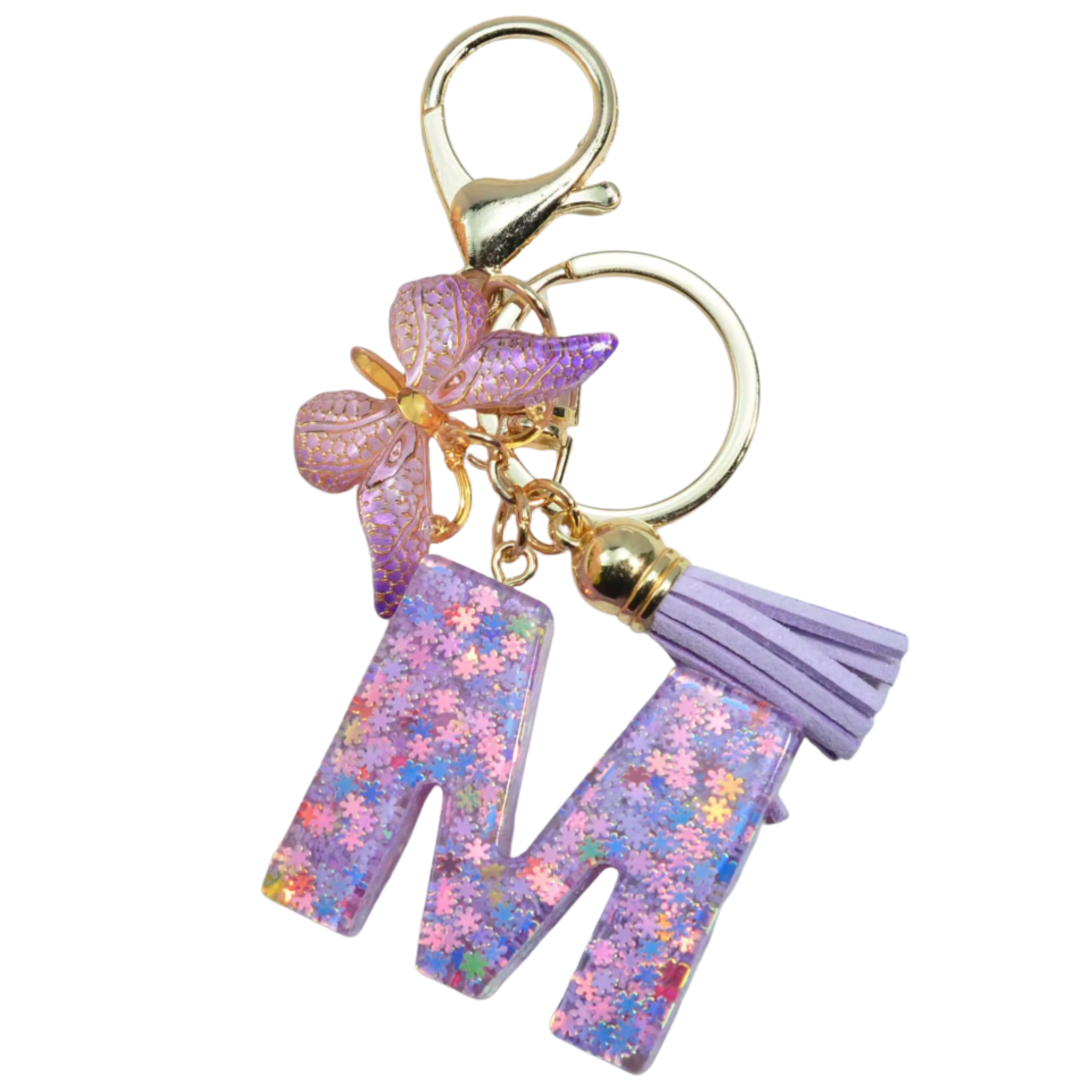 Purple Glitter Initial Keychain/Charm