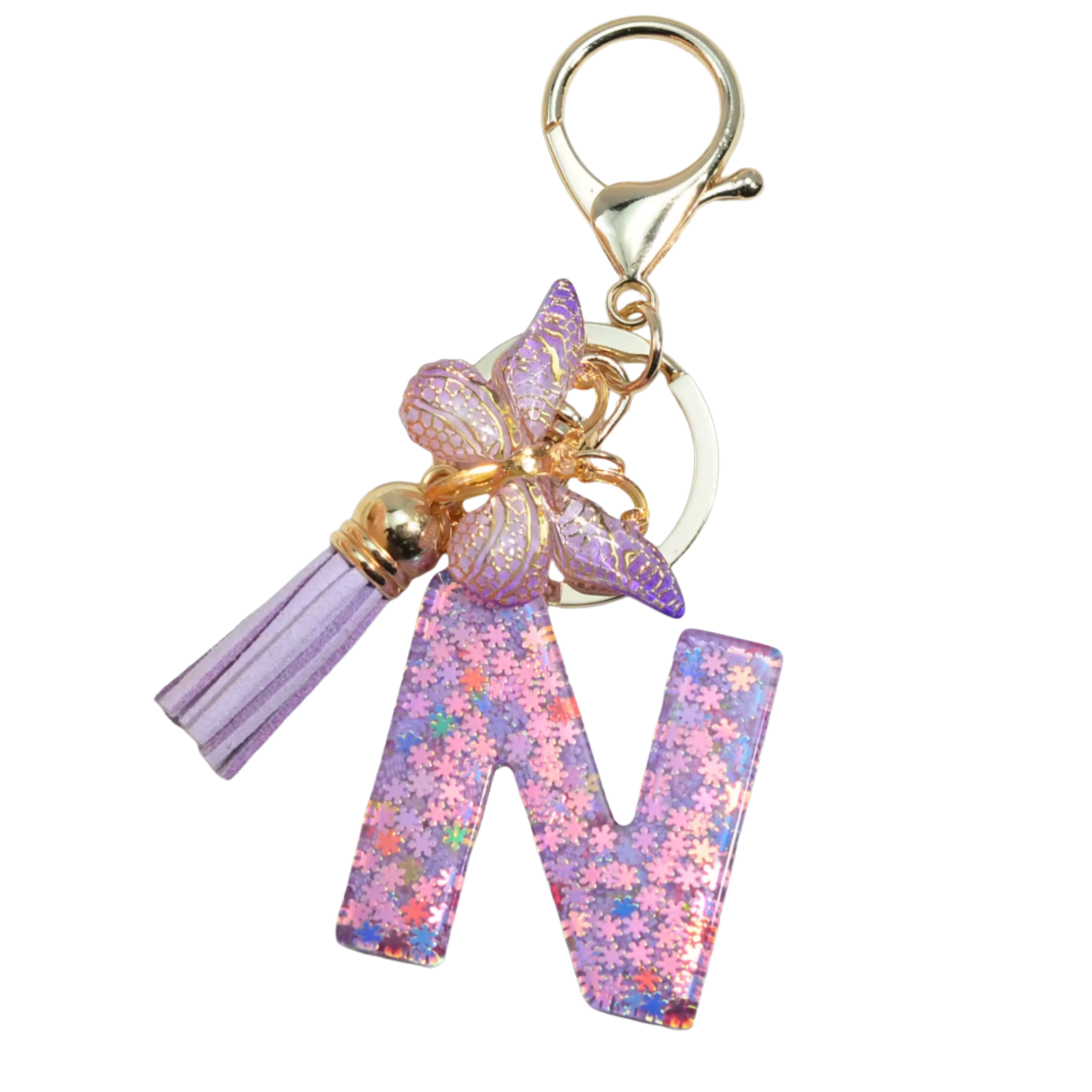 Purple Glitter Initial Keychain/Charm