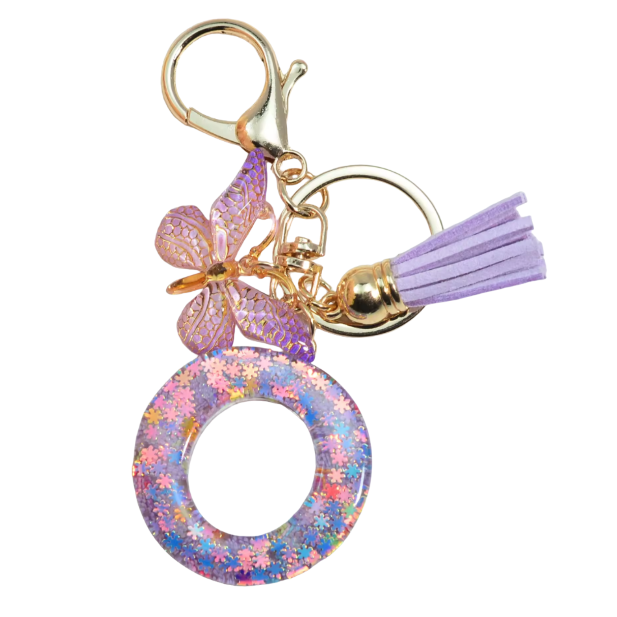 Purple Glitter Initial Keychain/Charm