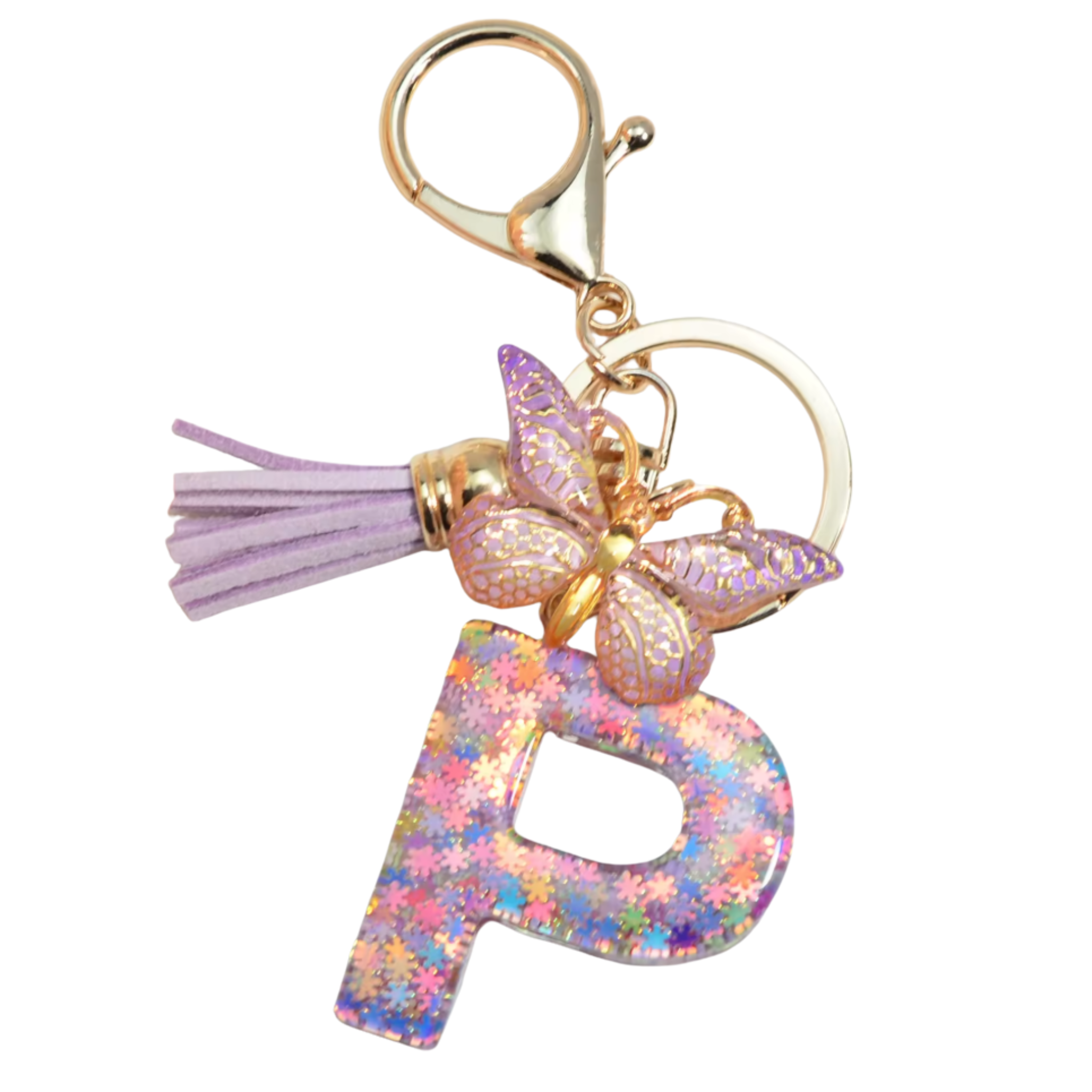 Purple Glitter Initial Keychain/Charm