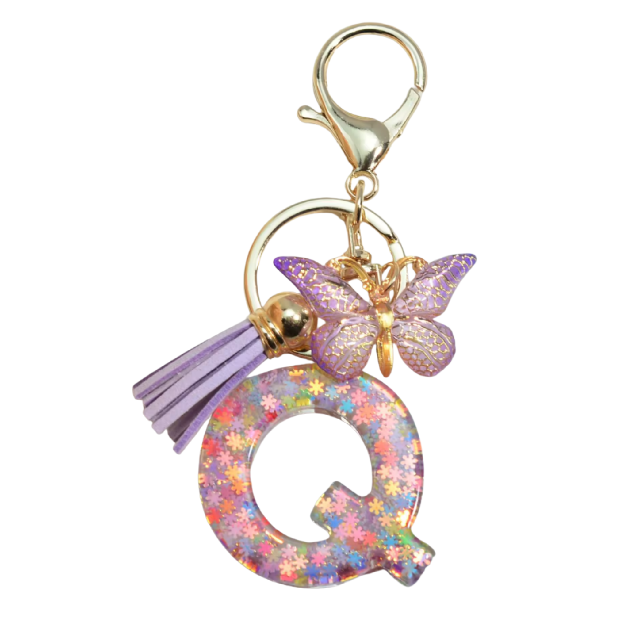 Purple Glitter Initial Keychain/Charm