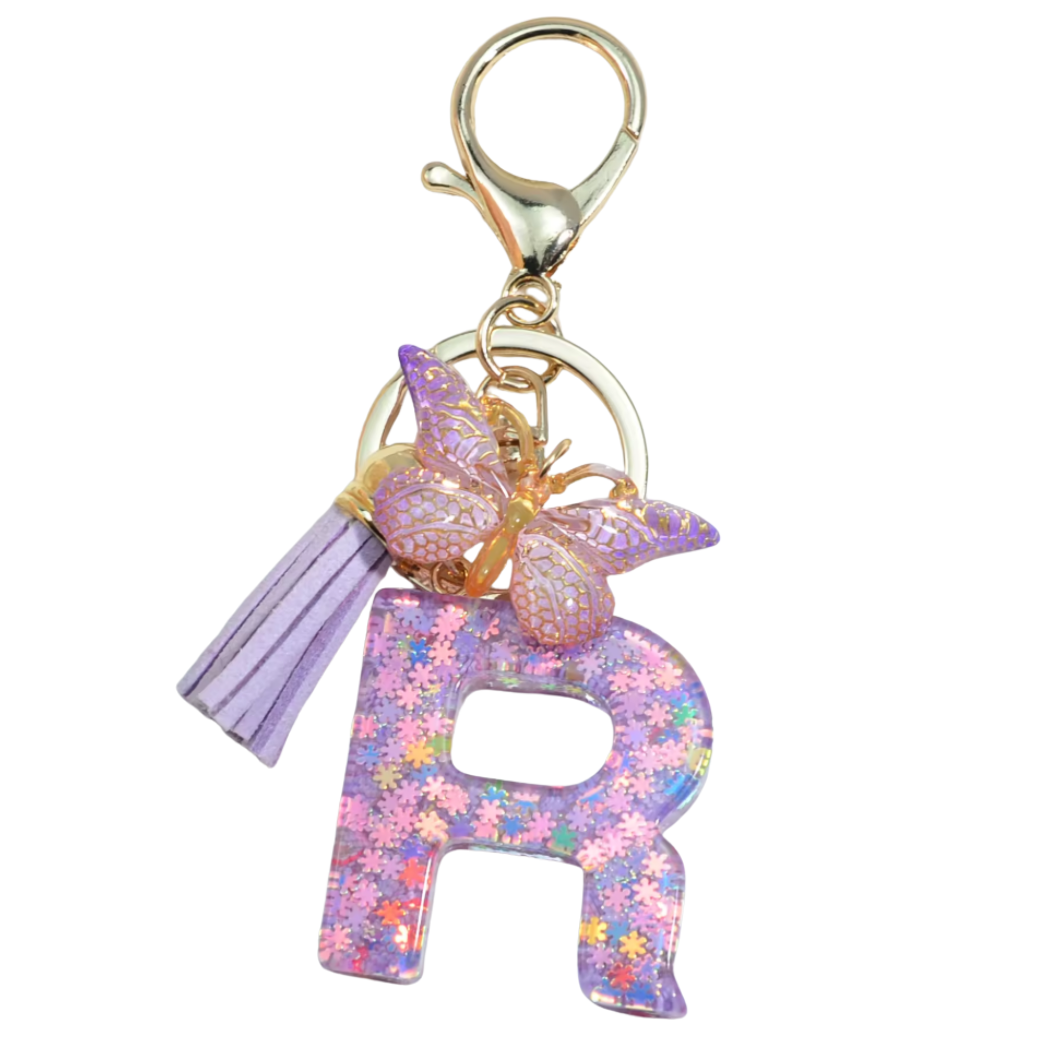 Purple Glitter Initial Keychain/Charm