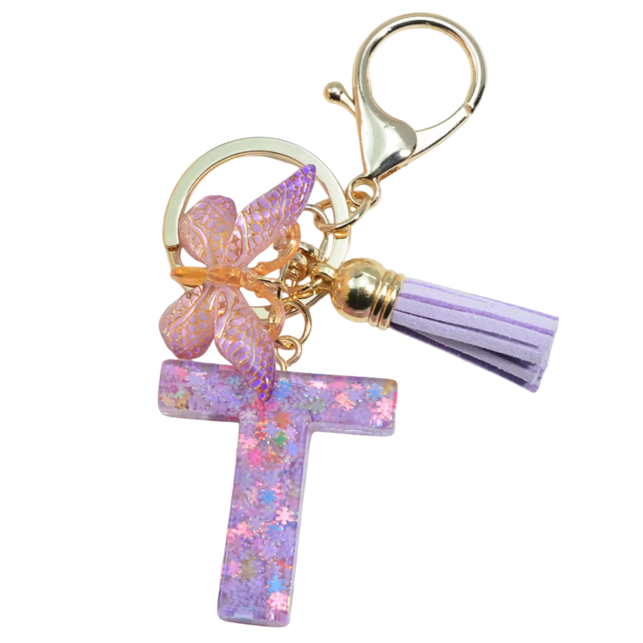 Purple Glitter Initial Keychain/Charm