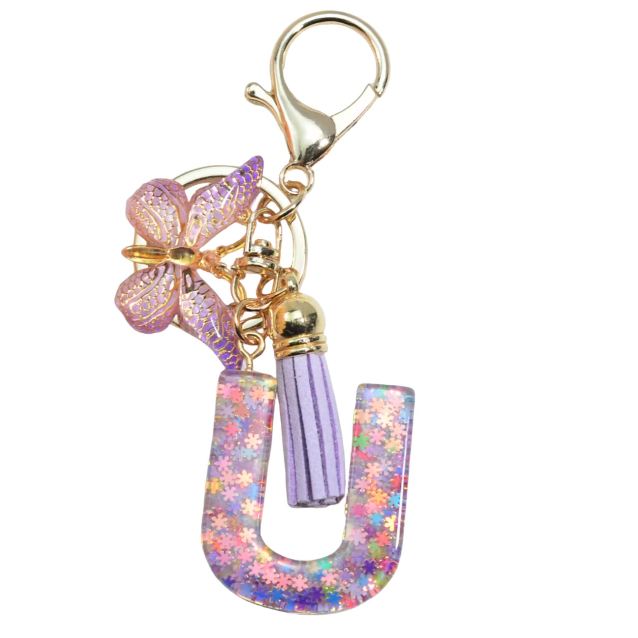 Purple Glitter Initial Keychain/Charm
