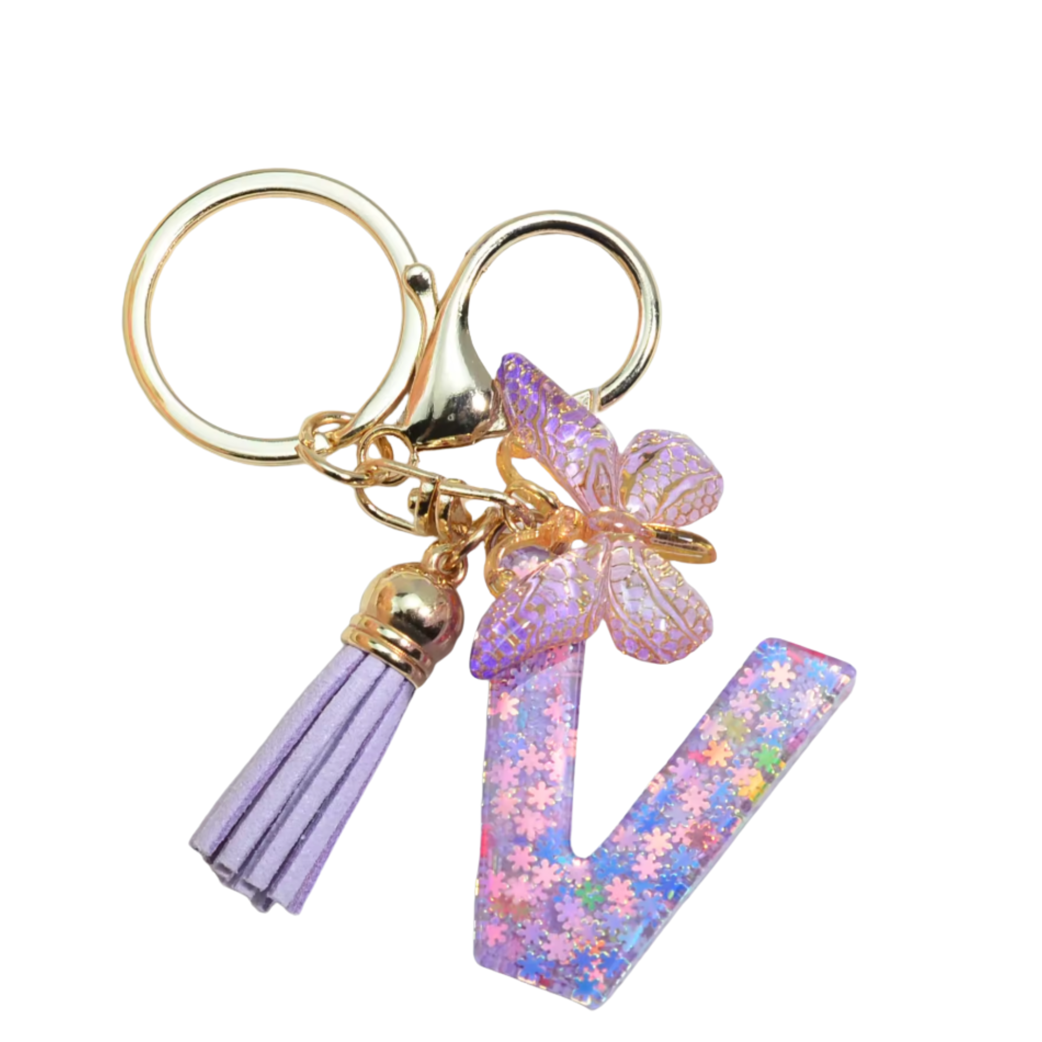 Purple Glitter Initial Keychain/Charm