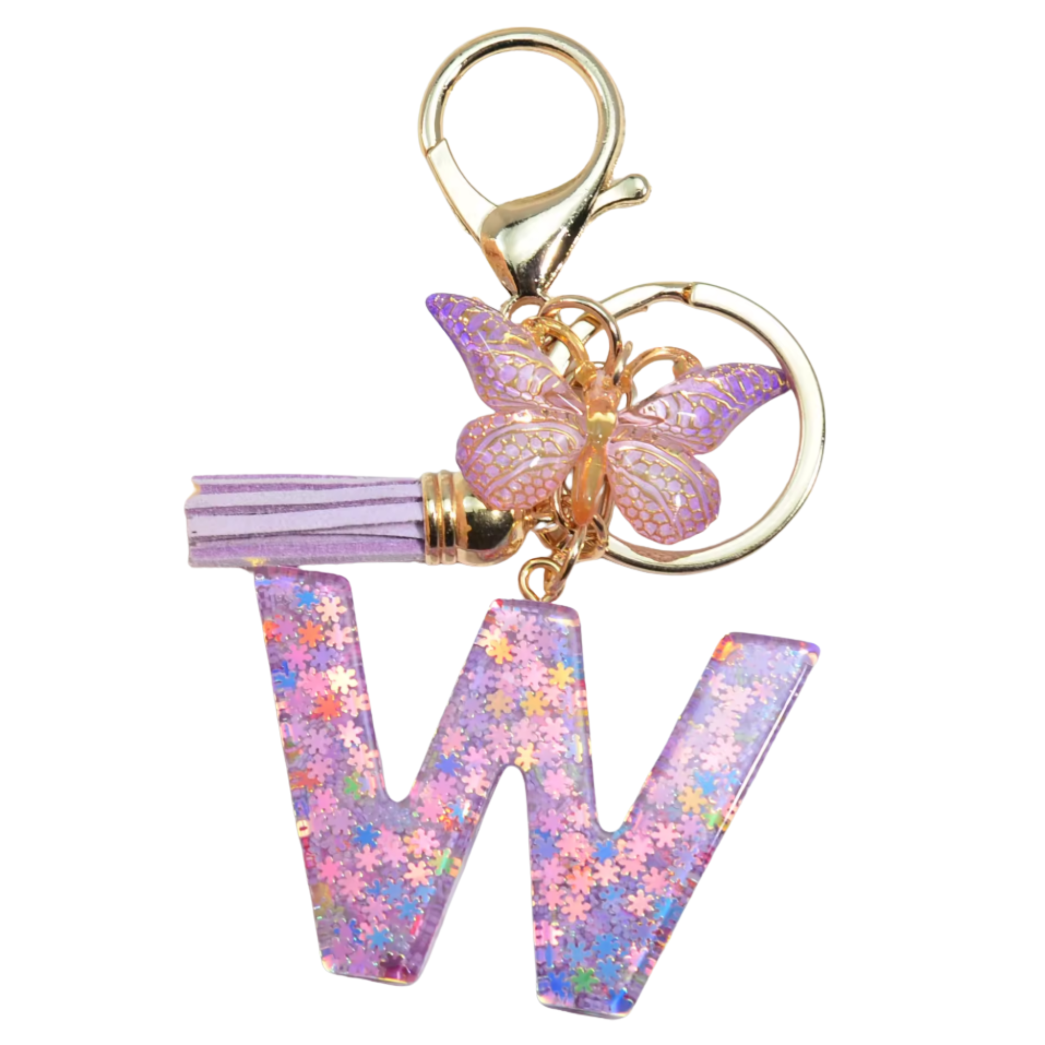 Purple Glitter Initial Keychain/Charm
