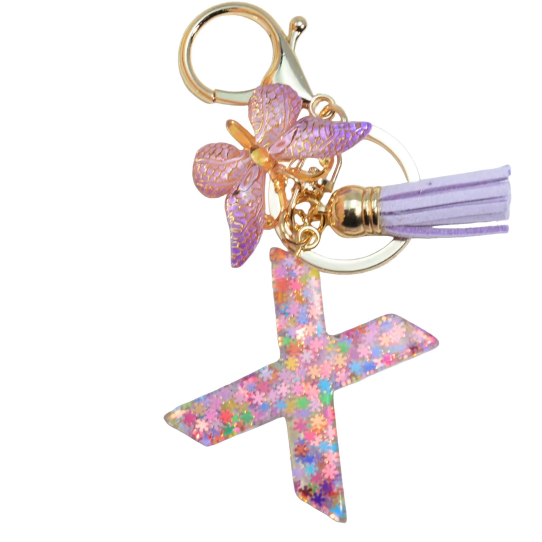 Purple Glitter Initial Keychain/Charm