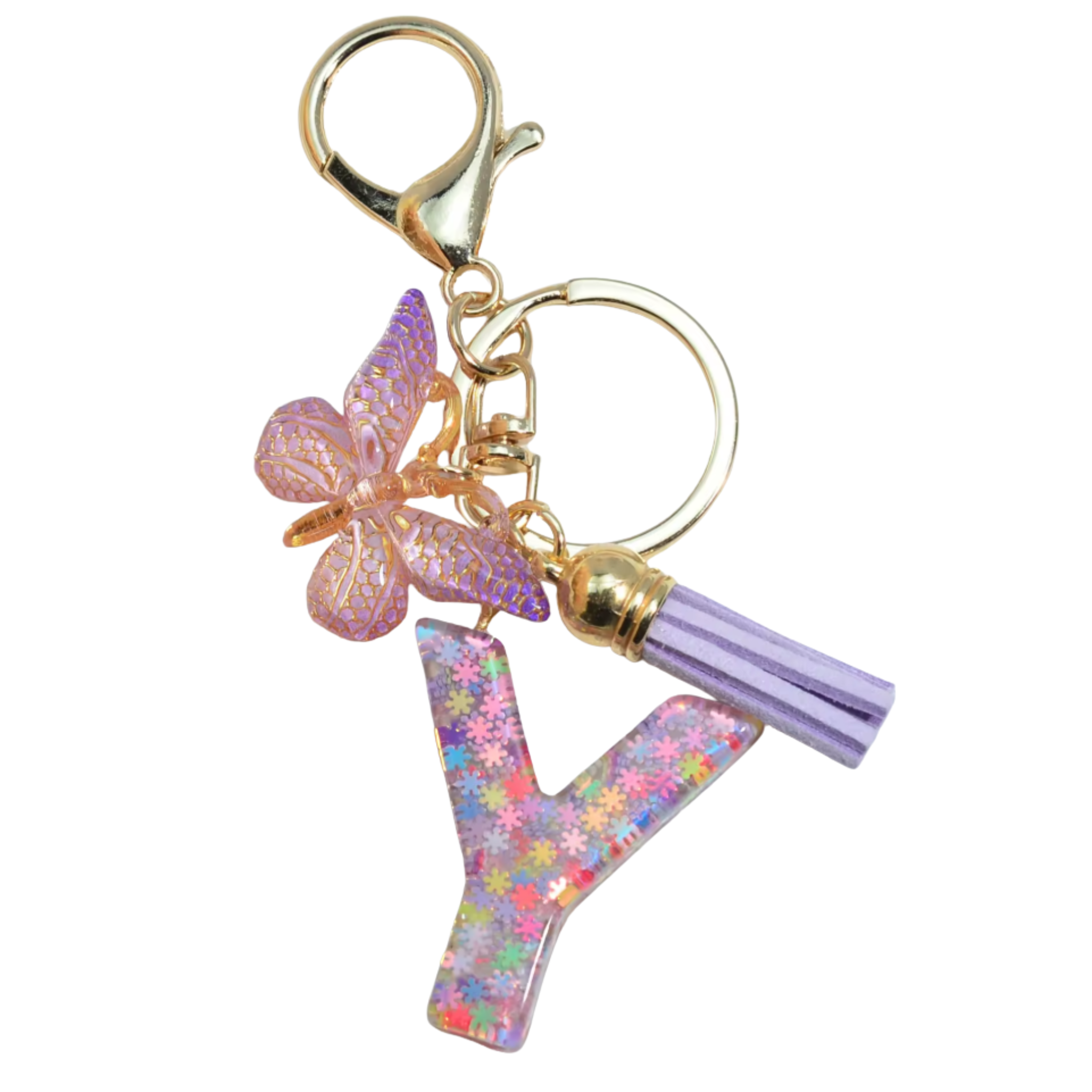 Purple Glitter Initial Keychain/Charm