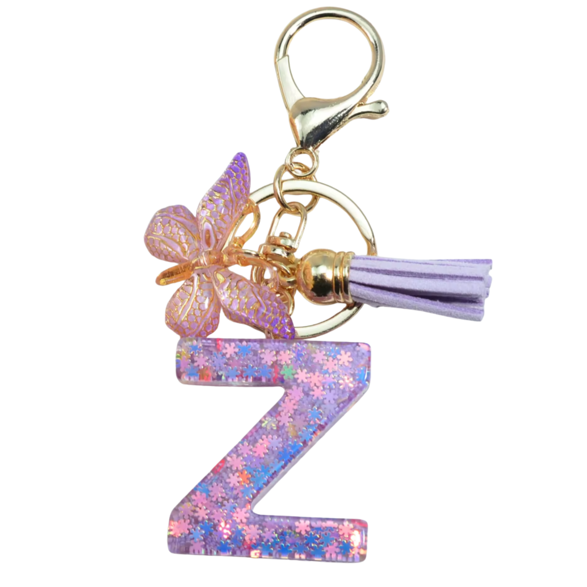 Purple Glitter Initial Keychain/Charm