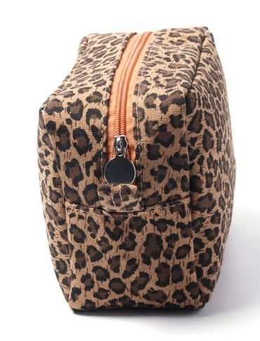Leopard Canvas Cosmetic Bag – Stylish, Spacious & Travel-Ready