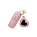 Lipstick Holder Keychain with Heart Mirror Charm