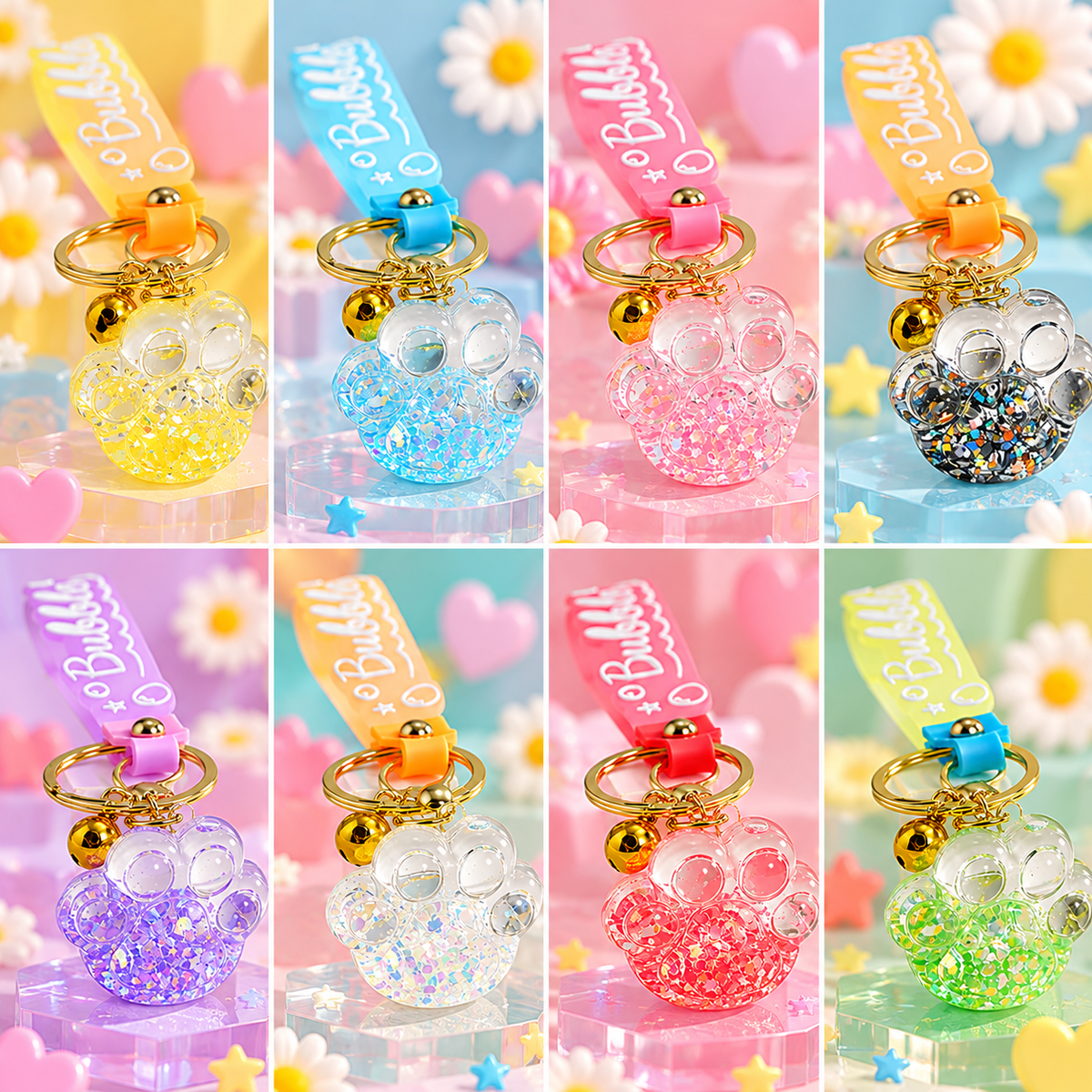 Bubbly Cat Paw Liquid Keychain & Bag Charm