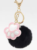 Paw Print Pom Pom Keychain