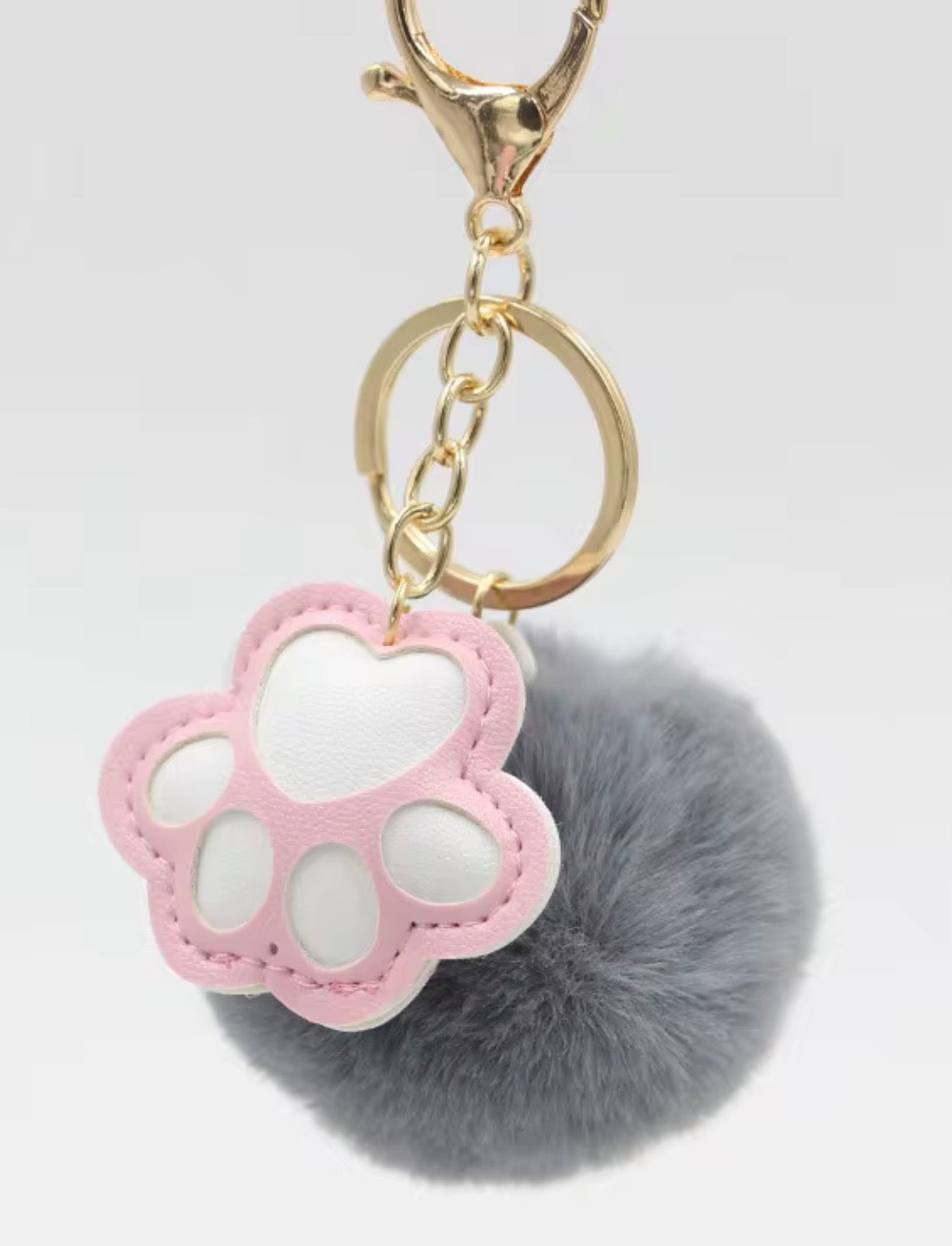 Paw Print Pom Pom Keychain