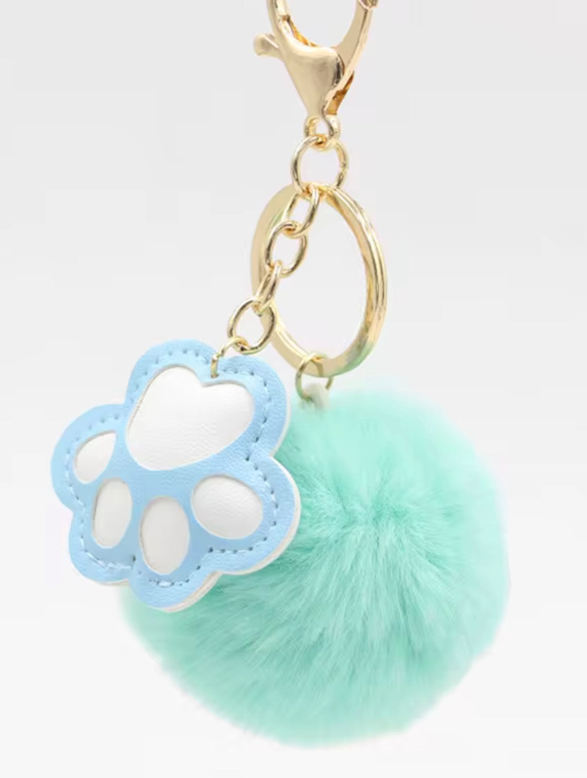 Paw Print Pom Pom Keychain
