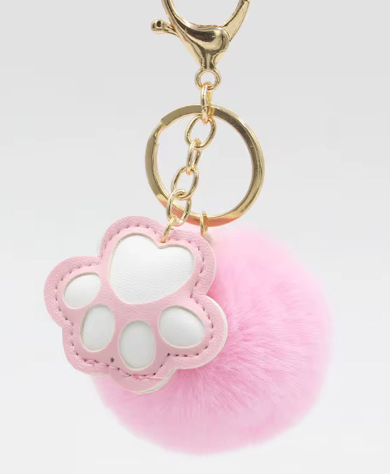 Paw Print Pom Pom Keychain
