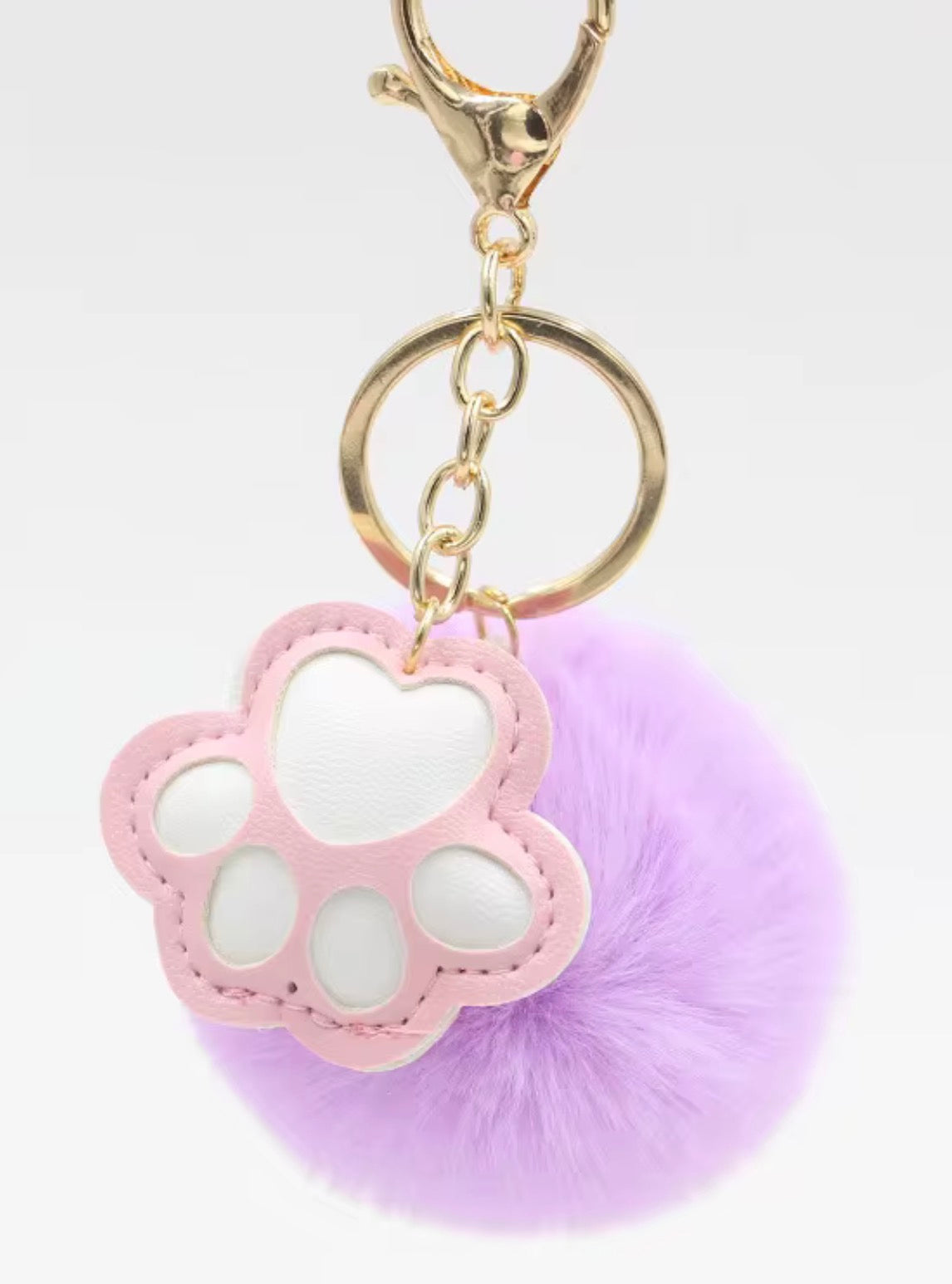 Paw Print Pom Pom Keychain