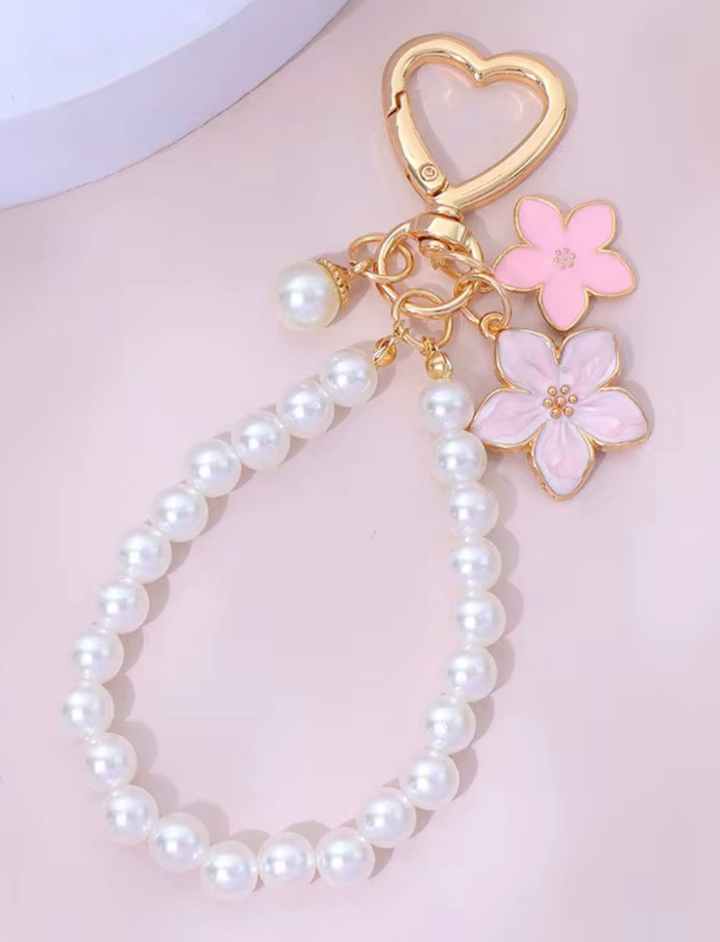 Pearl Flower Wristlet Keychain