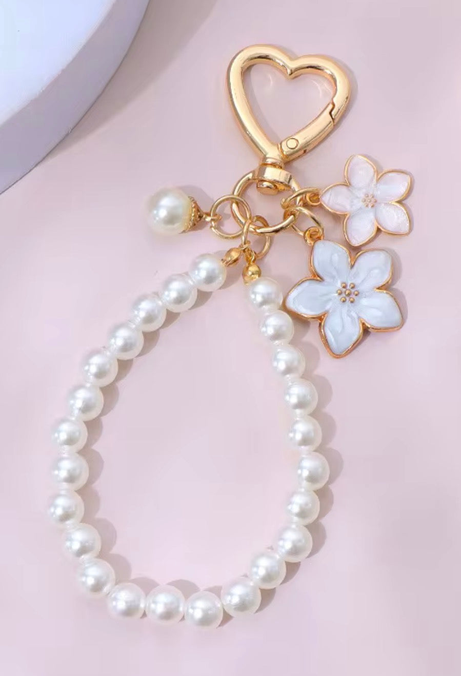 Pearl Flower Wristlet Keychain
