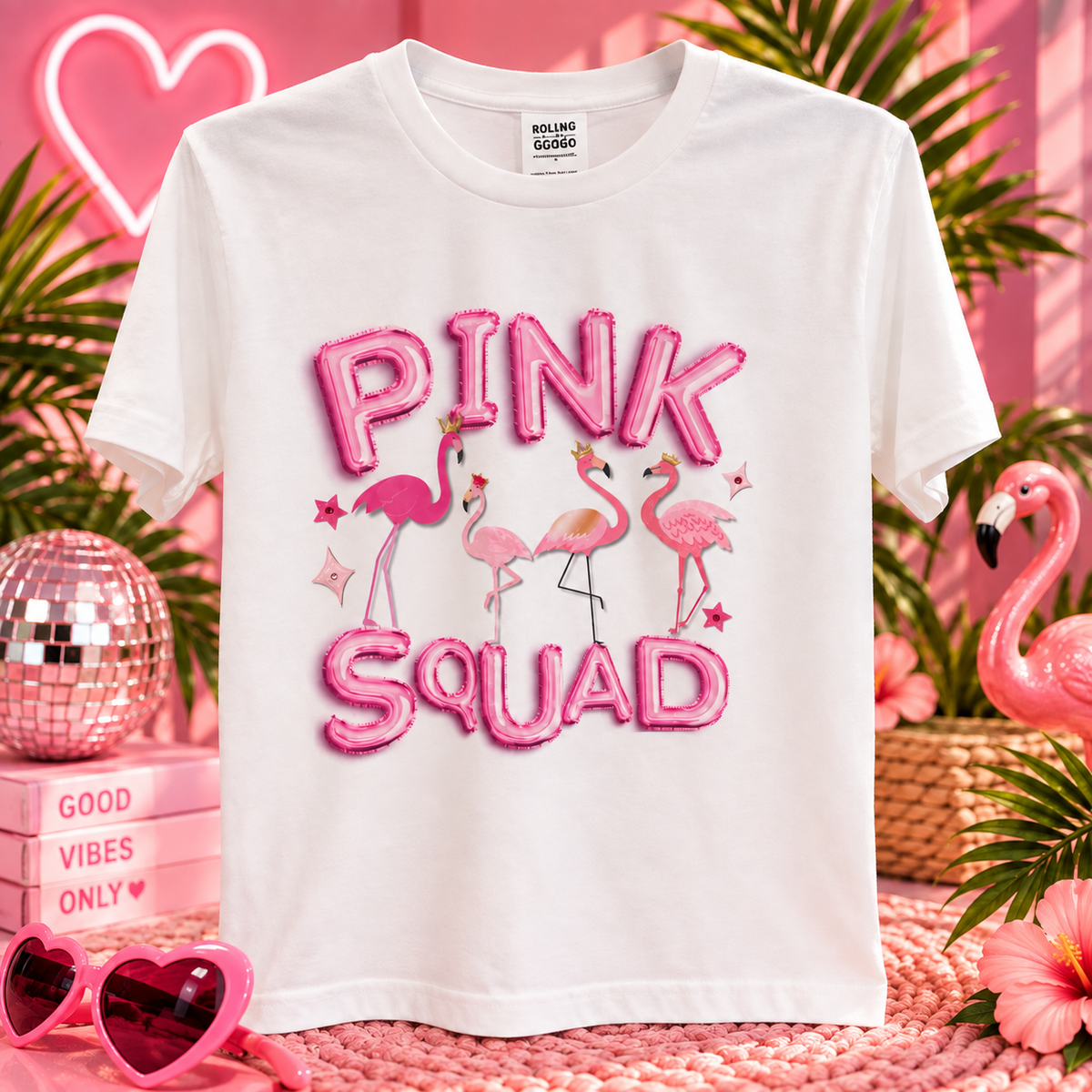 Pink Squad Flamingo Graphic Tee