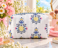 Quilted Floral Cosmetic Bag