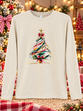 Watercolor Christmas Tree Long Sleeve Tee