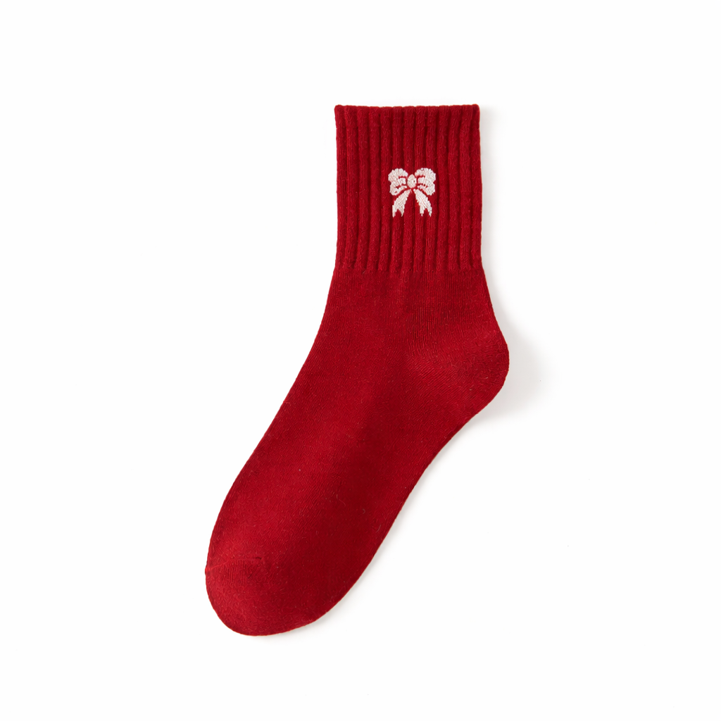 Cozy Bow & Stripe Crew Socks Collection