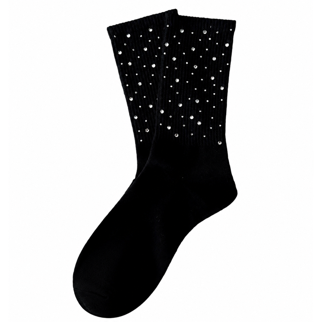 Rhinestone Fashion Crew Socks