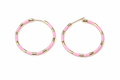 Pink & Gold Beaded Hoop Earrings