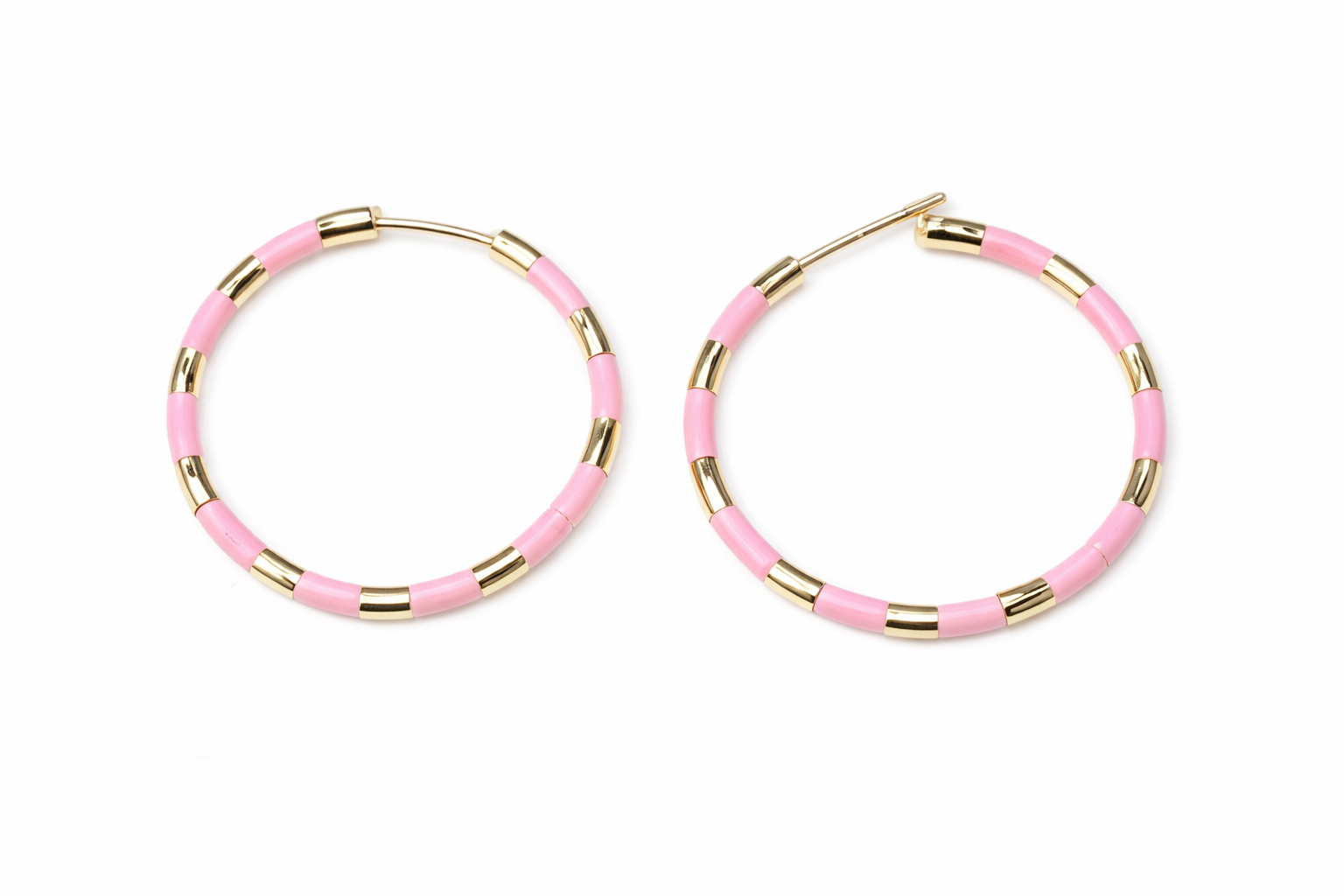 Pink & Gold Beaded Hoop Earrings