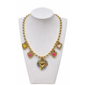 Sacred Heart Charm Necklace with Color Accents