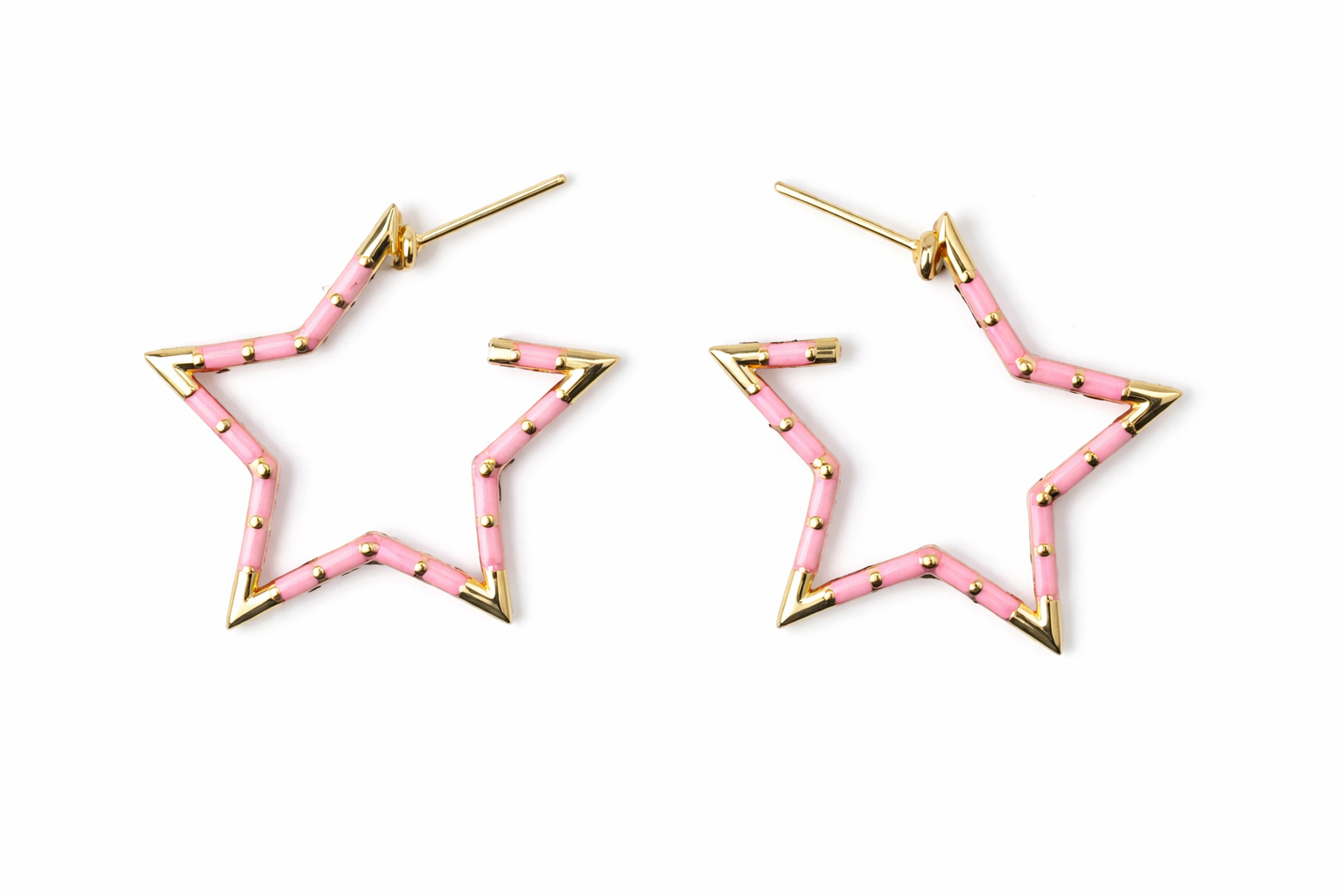 Pink & Gold Star Hoop Earrings