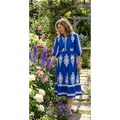 Umgee Blue & White Printed Midi Dress