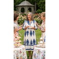 Umgee White & Blue Printed Midi Dress